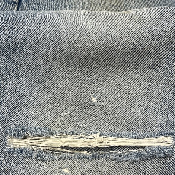 American Eagle Rigid Denim Blue Jeans Size 12 Long Light Wash Distressed Vintage - Picture 12 of 16